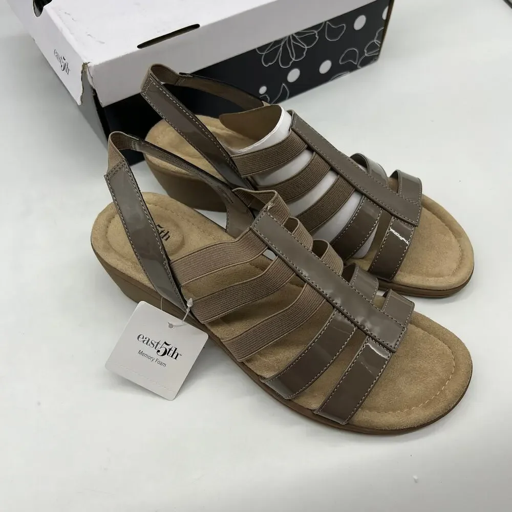East 5th Ivey Women's Memory Foam Sling Back Sandals Brown Nude Size 11M
